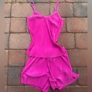 Joie Pink Micro Pleated Tank and Shorts Set